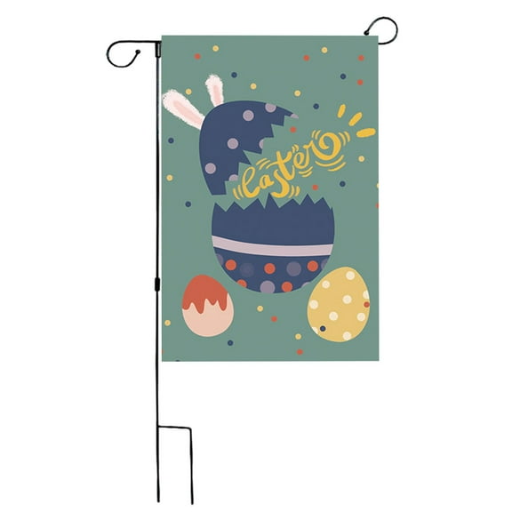 Zhourta Easter Gardens Flag for Outside Cartoons Eggs Bunny Patio Yard Dress Up Flag Linen Printed Flag Hanging Spring Garden Flag 17.7x11.8Inch