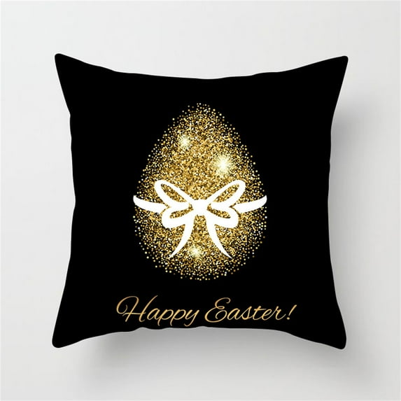 Zhourta Easter Pillow Covers Spring Easter Throw Pillow Covers Easter Bunny Eggs Cushion Covers Pillow Cases for Home Outdoor Sofa Couch Decoration 18x18Inch