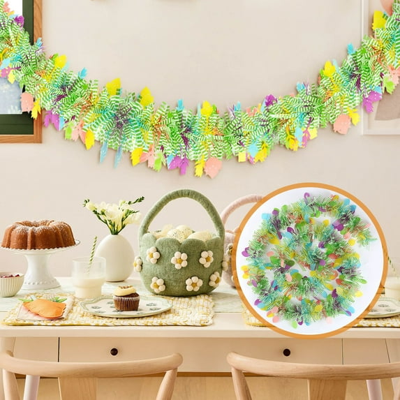 Zhourta Easter Tinsel Garland 6.56FT Colorful Fringe Garlands Easter Hanging Easter Egg Garland for Supply Decoration for Holiday Door Indoor Outdoor Mantel Window Easter Party