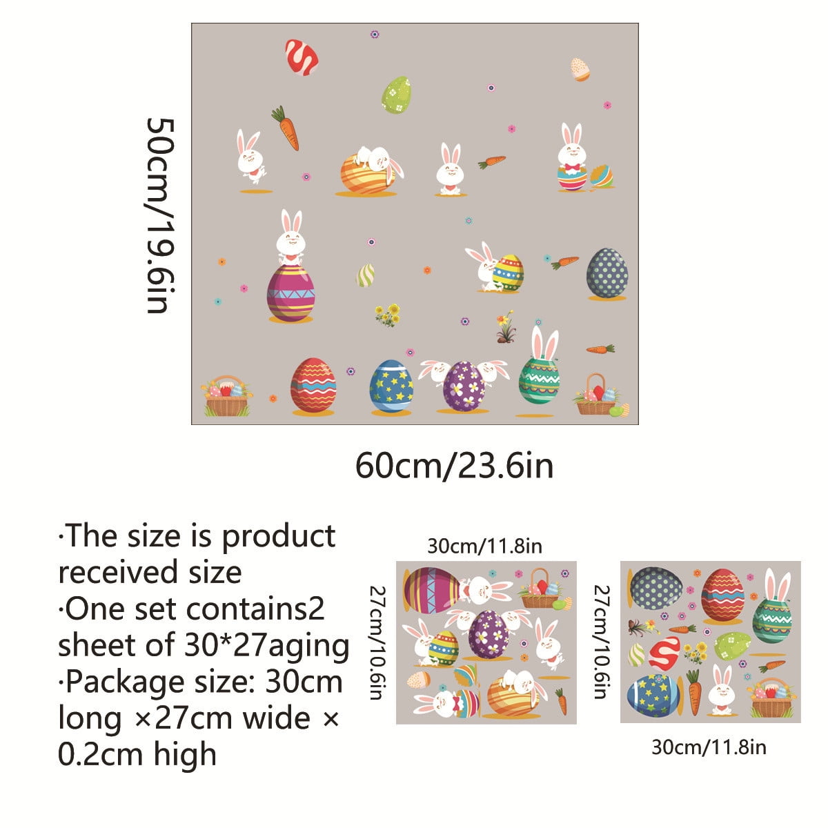 Whaline 9 Sheets Easter Window Clings - Cartoon Egg Bunny Rabbit Chick Sheep Decor For Home, Office, Party - View #5