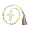 thumbnail image 1 of Zhourta Easter Wooden Bead Garland Farmhouses Decorative Wooden Bead Rosary Tassel Garland Wall Hanging Ornament With Crosses For Tiered Tray Fun Activity for All Ages, 1 of 6