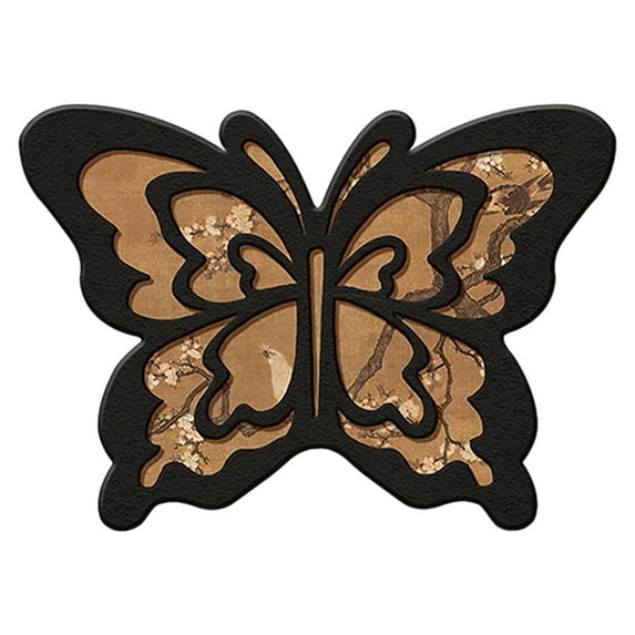 Zhourta Floor Mat 12x16 Inch Non Slip Absorbent Unique Butterfly Shape Decorative Waterproof Rug for Bathroom Kitchen Entryway