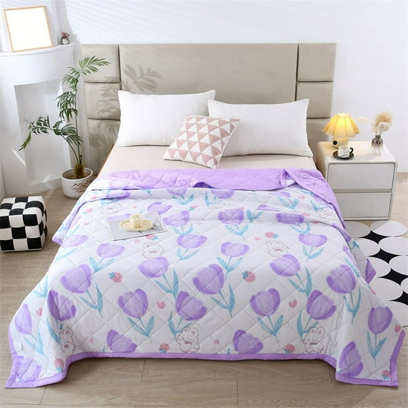 Zhourta Flower Conditioned Quilt 39.37x59Inch Breathable Lightweight Cool Summer Washed Cotton Quilt Machine Washable Thin Quilt Quilt Core Student Bedroom Dormitory