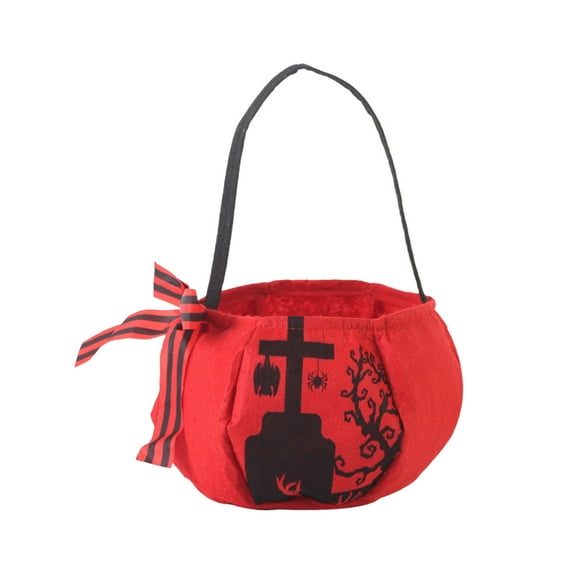 Zhourta Halloween Bow Trick or Treat Bag Pumpkin Candy Collection Pouch with Adjustable Strap for Kids Costume Party Favor Basket