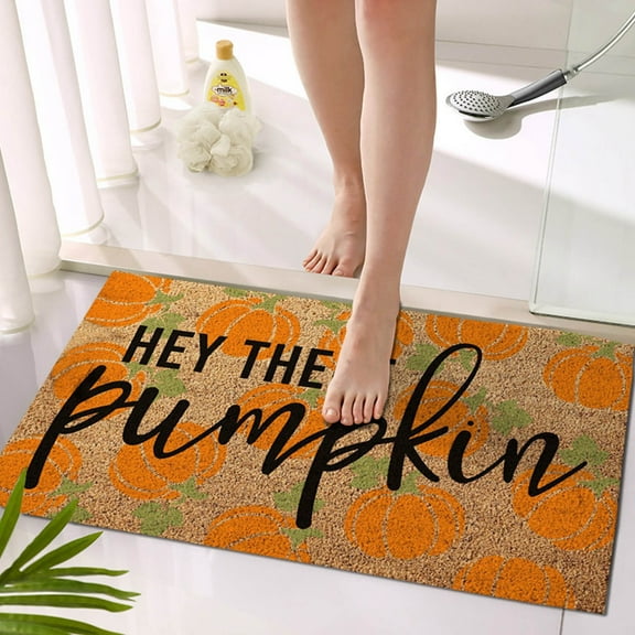 Zhourta Halloween Doormat 16x24 Inches PUMPKIN Letter Print Non-Slip Scary Rug for Living Room Front Door Indoor Outdoor Home Decor