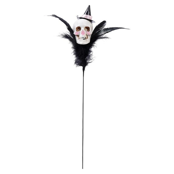 Zhourta Halloween Feather Pumpkin Skull Floral Stems 1PCS Spooky Table Centerpiece Decor for Gothic Party Home Decoration