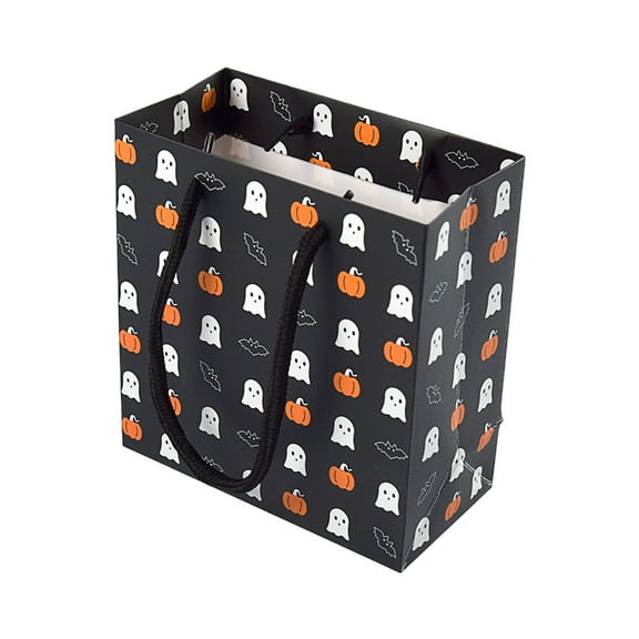 Zhourta Halloween Ghost Pumpkin Gift Paper Bags with Handles for Trick or Treat Candy Collection and Party Favors