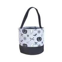 Zhourta Halloween Treat Bag Portable Candy Container with Handle for Trick or Treating and Party Favor Collection Ghost Pumpkin Skeleton Spider Print