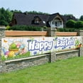 thumbnail image 1 of Zhourta Happy Easter Banner Garden Hanging Easter Sign Wall Decoration with Shape Of Cute Colorful Rabbits and Eggs for Indoor Outdoor Decorations 7.87×1.3Inch, 1 of 3
