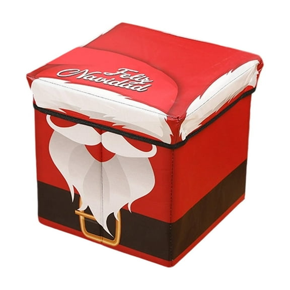 Zhourta Household Storage Ottoman with Christmas Gift Box Design Multifunctional Toy Organizer and Decorative Storage Bench
