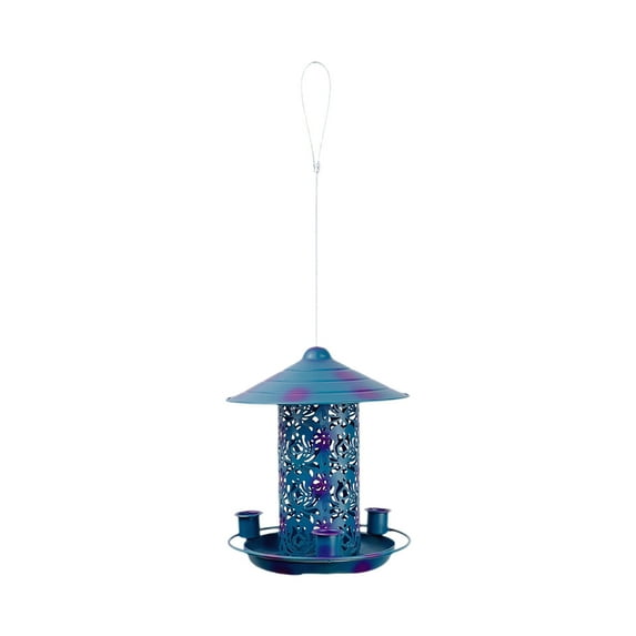 Zhourta Iron Bird Feeder Squirrel Proof and Waterproof Hanging Hollow Pattern Bird Feeding Bird Feeder for Garden Yard