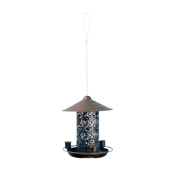 Zhourta Iron Bird Feeder Squirrel Proof and Waterproof Hanging Hollow Pattern Bird Feeding Bird Feeder for Garden Yard