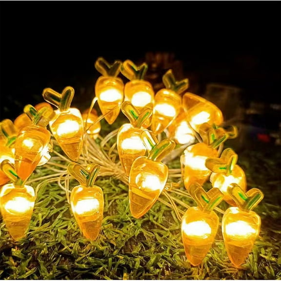 Zhourta LED Easter Carrot Shaped Copper Lamp Holiday Decoration Colorful Light String Fun Activity for All Ages
