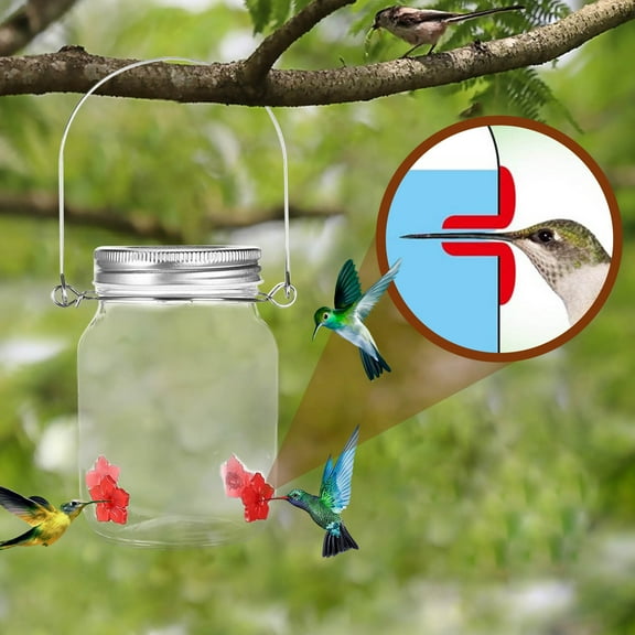 Zhourta Hummingbird Feeder Waterproof and Squirrel Proof Hanging Hooked Hummingbird Feeder Garden Bird Feeder Feeding