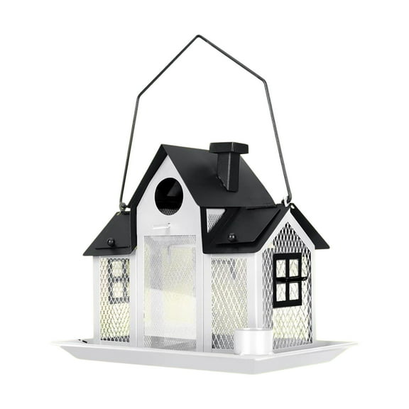Zhourta Metal Hummingbird Feeder with Solar Light Waterproof and Squirrel Proof Garden Bird House Easy Fill and Clean
