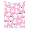 thumbnail image 1 of Zhourta Pink Halloween Ghost Blanket Soft Flannel Throw for Couch Office Nap Cozy Spooky Decor, 1 of 9