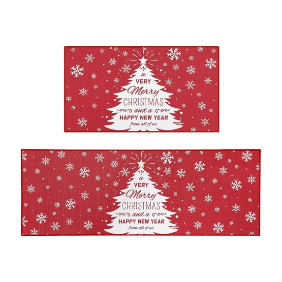 Zhourta Red Christmas Area Rug Decorative Holiday Door Mat Set Perfect for Festive Home Decor Ideal for Indoor and Outdoor Use Great for Christmas Parties and Seasonal Celebrations