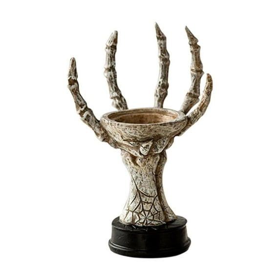 Zhourta Resin Ghost Claw Candle Holder Halloween Decor Black Spooky Centerpiece for Tabletop Mantel Holiday Party Decoration