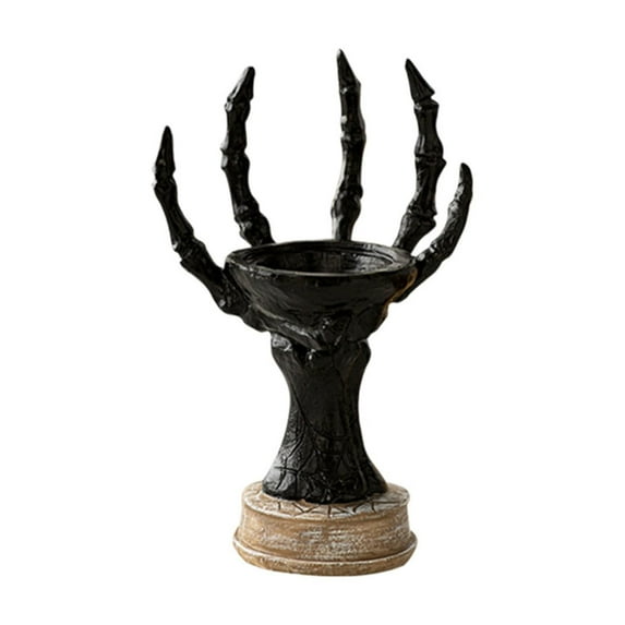 Zhourta Resin Ghost Claw Candle Holder Halloween Decor Black Spooky Centerpiece for Tabletop Mantel Holiday Party Decoration