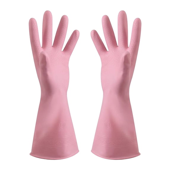 Zhourta Rubber Cleaning Gloves for Kitchen Household Dishwashing Gloves Natural Gloves 1-Pairs Thick Waterproof Reuseable Non Slip Flexible Durable Pink Blue Green