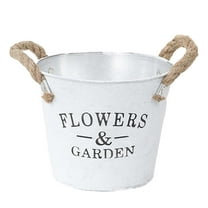 Zhourta Small Metal Planter with Handle Outdoor Flower Pots Metal Bucket Flower Pots Iron Milk Can Vase Iron Water Can Vase Metal Vase Retro Village Flower Bucket French Bucket
