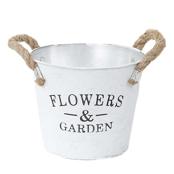 Zhourta Small Metal Planter with Handle Outdoor Flower Pots Metal Bucket Flower Pots Iron Milk Can Vase Iron Water Can Vase Metal Vase Retro Village Flower Bucket French Bucket