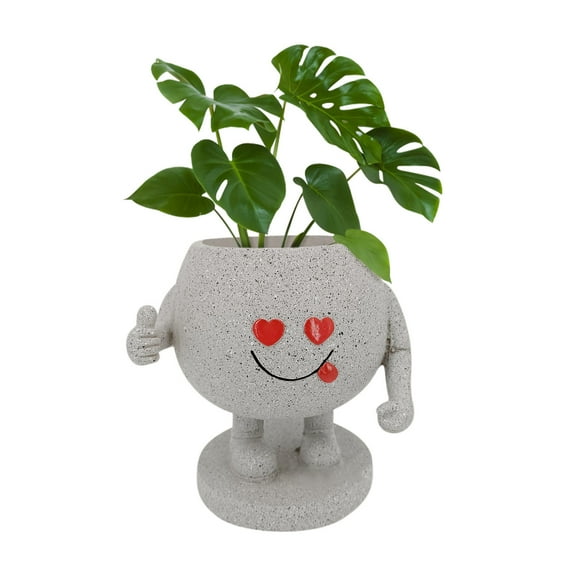 Zhourta Smile Succulent Flower Pot Like the Smiling Little Man Give the Thumbs up Resin Planters Garden Courtyard Arrangement Plant Flower Pot Desk Decoration for Home Office