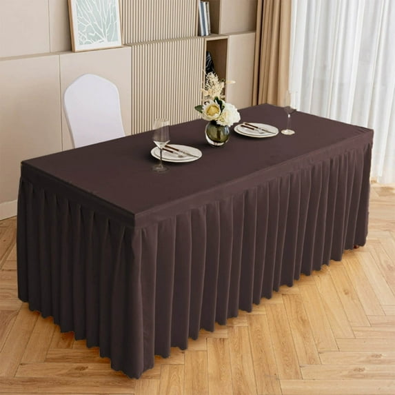 Zhourta Solid Color Conference Table Skirt Dustproof Decoration Polyester Table Cover 47x16x30 Inches for Event and Meeting