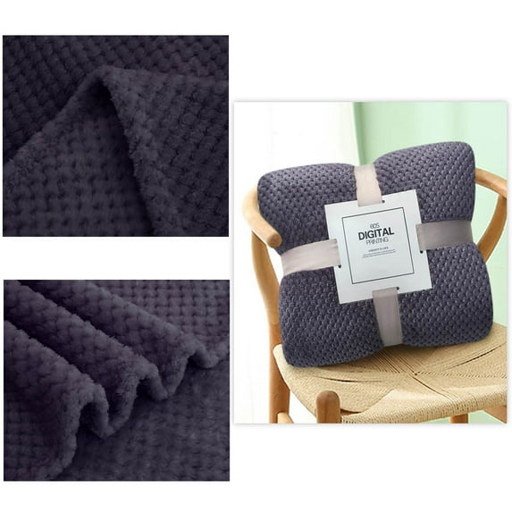 Zhourta Solid Color Pineapple Knit Flannel Blanket Ultra Soft Lightweight and Breathable Plush Warm Throw for Couch Bed Sofa Cozy Home Decor All Seasons Use