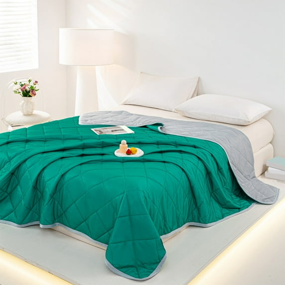 Zhourta Summer Cool Comforter 59×43.3Inch Feeling Silk Conditioning Breathable Lightweight Soft Thin Summer Quilt Solid Color Conditioning Quilt Cool Feeling Machine Washable
