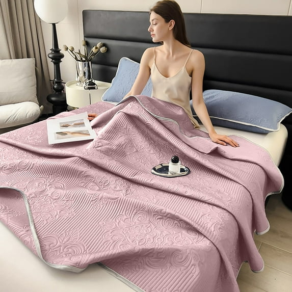 Zhourta Summer Cool Quilt King Soft Breathable Lightweight Student Dormitory Knitted Blanket Arabesquitic Gift Wind Conditioner Wholesale Summer Quilt 70.9*78.7Inch