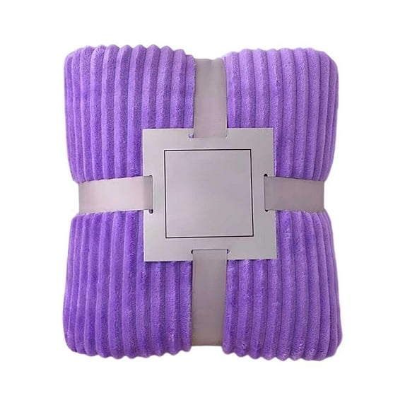 Zhourta Super Soft Flannel Blanket 39×60Inch with Solid Color Striped Design Plush Warm Throw for All Season Comfort