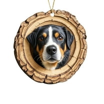 Zhourta Tree Hole Dog Ornament 6 Kinds Forest Animals Christmas Ornaments Hanging Acrylic Pendants for Christmas Tree Car Home Decoration Holiday Gift