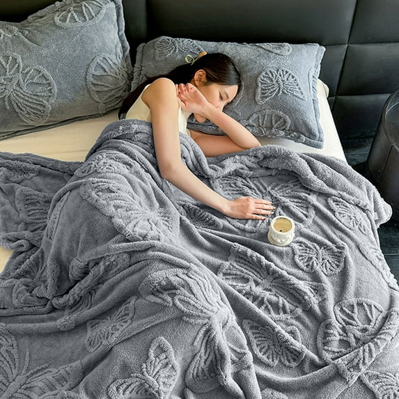 Zhourta Tufu Velvet Blanket 59.06 x 78.74 in Comfortable Lightweight Butterfly Design Jacquard Cotton Blend Blanket Extra Soft Plush Throw for Sofa Bed Couch Lounging