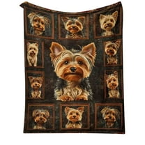 Zhourta Yorkshire Terrier Flannel Blanket Soft Pet Themed Throw for Dog Lovers Cozy Comfort with Furry Companion Design