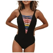 Zhouzou Women'S Independence Day For Women'S Print Square Neck Open Back High Cut Monokini Swimsuit One Piece Swimsuits Speedo Womens Swimsuit One Piece Oneill Swimsuits For Women