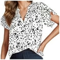 thumbnail image 1 of Zhouzou Women's Casual V Neck Floral Print Smocked Short Sleeve Chiffon Blouses Bohemian Top Shirts, 1 of 5