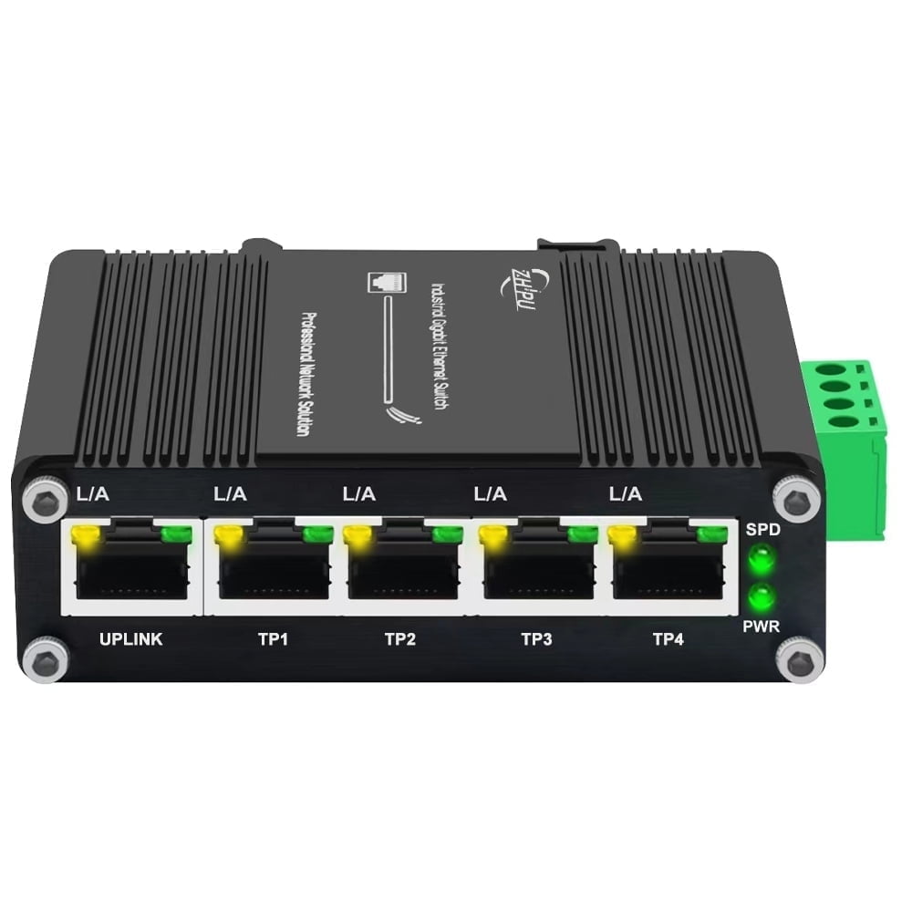 Zhpuostd ZP IMC005G 5 Ports Gigabit Unmanaged Ethernet Switch with Din Rail and Wall Mount