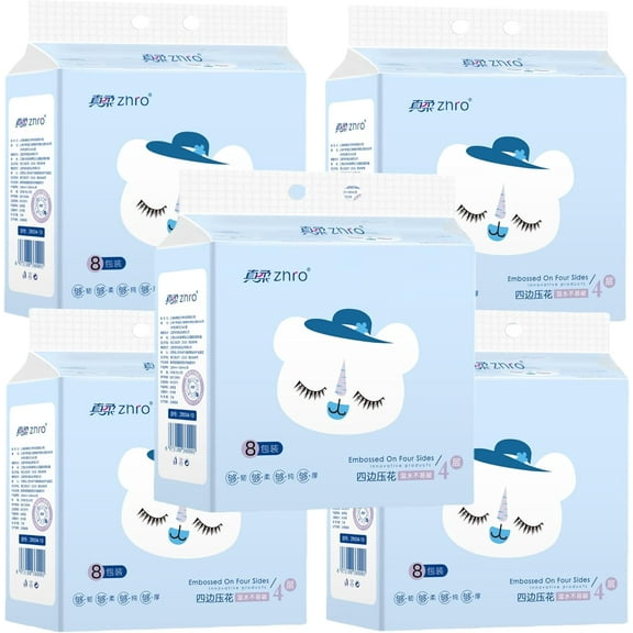 Zhro 40-Pack 4-Ply Tissue Set, Plastic-Sealed - Total 4000 Sheets, Natural Wood Pulp, Smaller than Regular Tissue Box Size, No Fluorescents, Hypoallergenic, Gentle & Environmentally Safe (40)