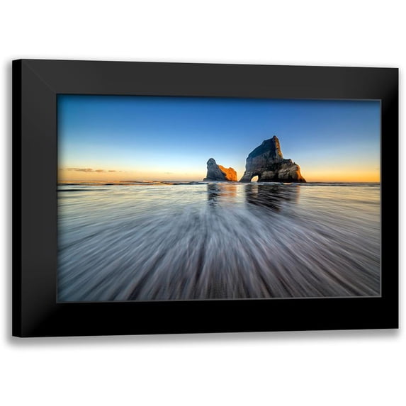 Zhu, Hua 24x17 Black Modern Framed Museum Art Print Titled - Wharariki Beach