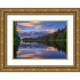 thumbnail image 1 of Zhu, Hua 24x18 Gold Ornate Wood Framed with Double Matting Museum Art Print Titled - Lake Matheson, 1 of 4