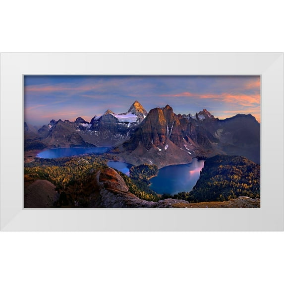 Zhu, Hua 32x20 White Modern Wood Framed Museum Art Print Titled - Mount Assiniboine