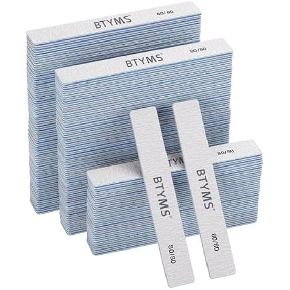 Zhu997 100 Count 80/80 Grit Rectangle Nail Files Reusable Coarse Nail File Double Sided Emery Boards Manicure Tools for Acrylic Nails