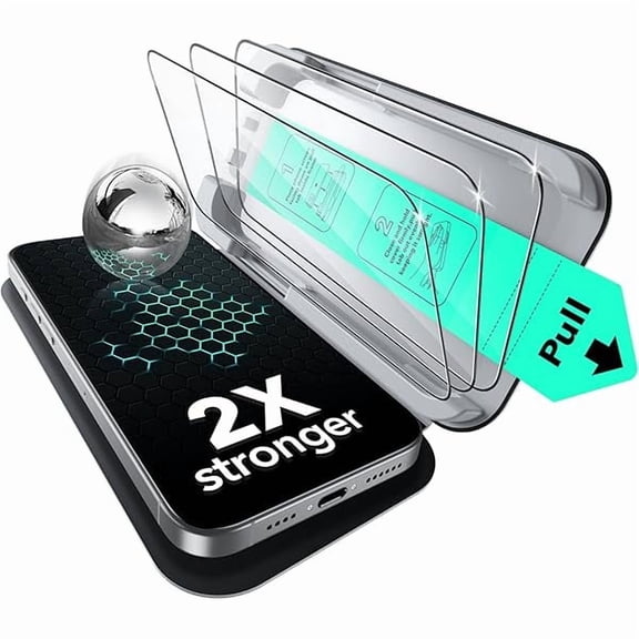 Zhu997 3 Pack for iPhone 16 Plus/iPhone 15 Plus Screen Protector, Military Grade Shatterproof, 9H Hardness, Full Coverage Tempered Glass with UltraFit Tray