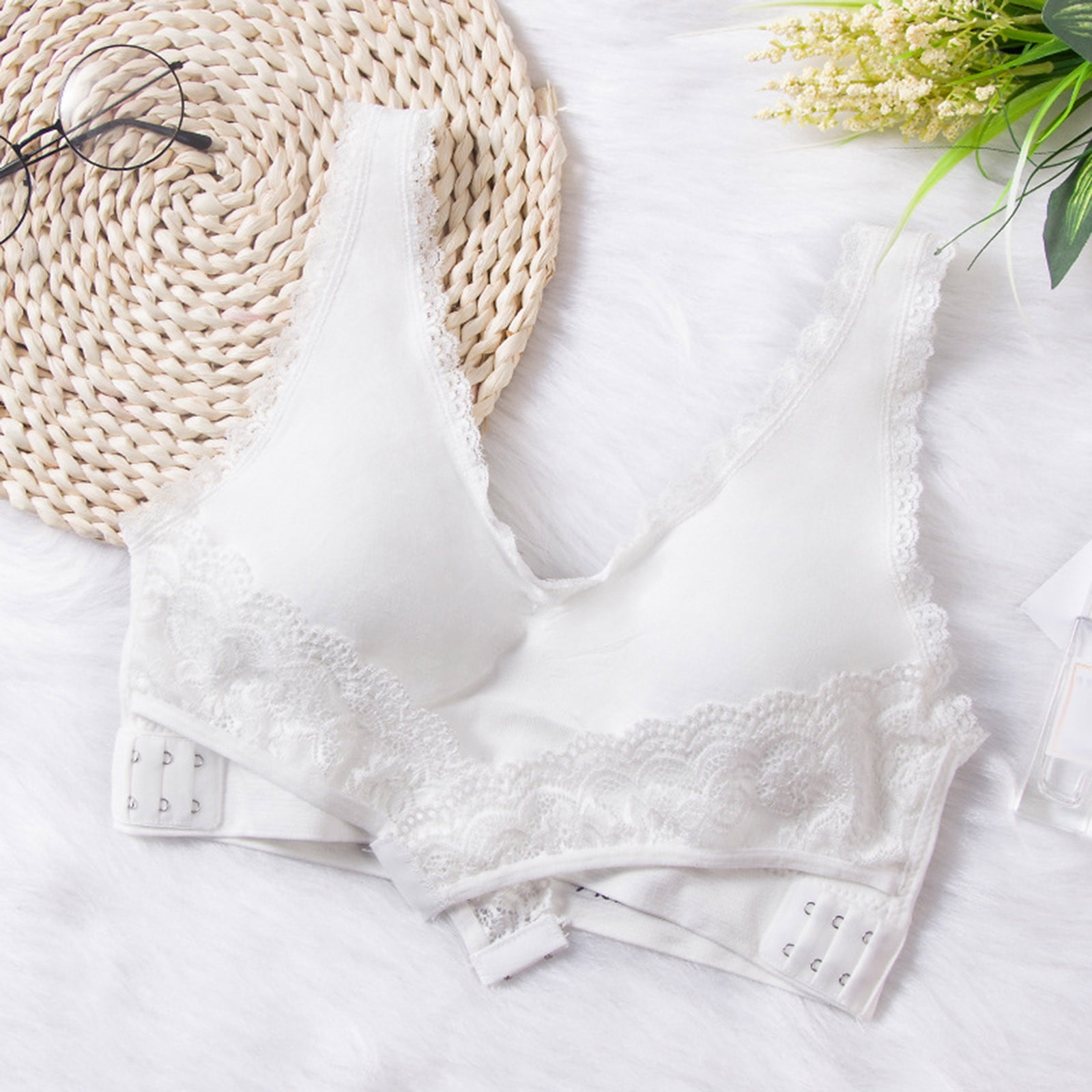 ZhuYan Womens Kendally Comfy Corset Bra Front Cross Side Buckle Lace