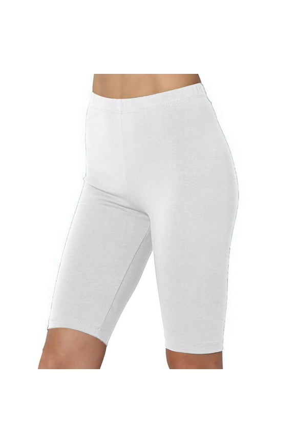 Yoga Shorts for Women 2024 Cotton Seamless Knee Length Biker Runner Workout Legging Yoga Shorts for Women White