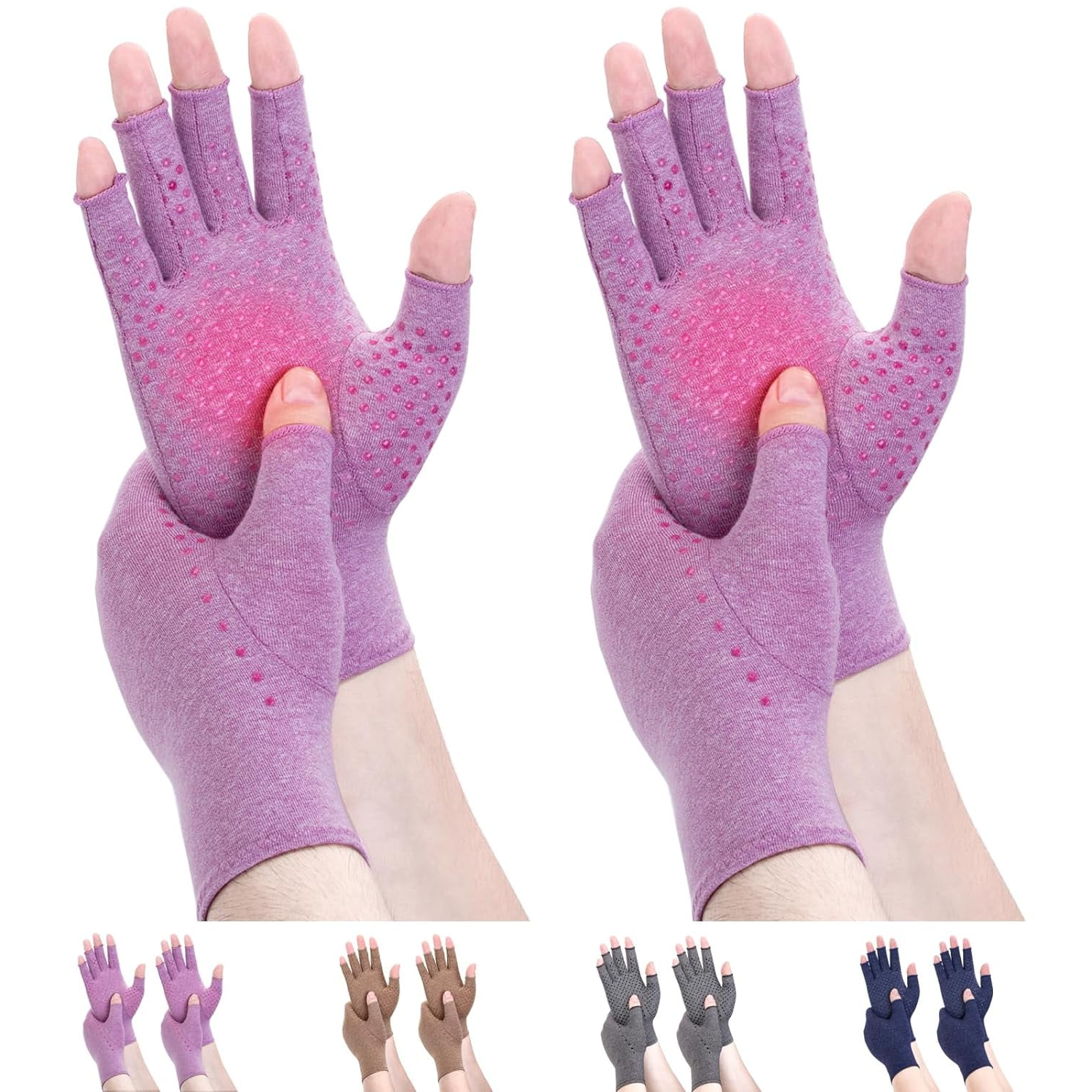 Zhuangyz 2 Pairs Compression Gloves for Hand Arthritis, Rheumatoid, Osteoarthritis, Carpal Tunnel Pain for Women & Men, Anti-Slip Glue dot Gloves for Work