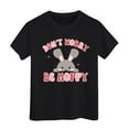 thumbnail image 1 of Zhuashum 3-4 Years Tops For Toddler Girls Bunny Pattern Shirts Spring Summer O Neck Short Sleeve Tee Easter Cute Girl Clothes Black, 1 of 3