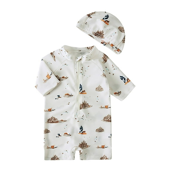 Zhuashum 4-5 Years Toddler Swimsuit Boy Baby Two Pieces Set Swimwear Dinosaur Bathing Suit Rash Guards With Hat Upf 50+ Blue