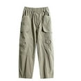 thumbnail image 1 of Zhuashum 6-7 Years Pants For Boys Solid Color Wide Leg High Waist Loose Fit Everyday Wear Demin Pants Retro Wear Green, 1 of 9